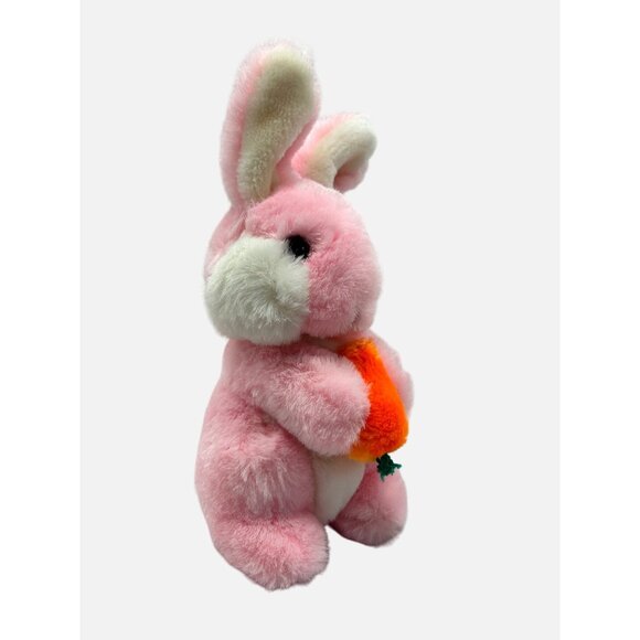 Gund 1983 Pink White Rabbit Plush 9" Easter Bunny Holding Carrot Toy - Picture 4 of 11